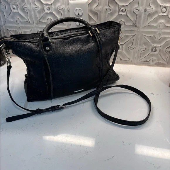 Rebecca Minkoff Sleek Black Leather Shoulder Bag with Strap - Picture 10 of 10